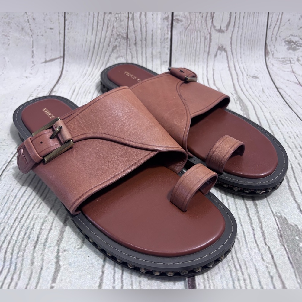 Vince Camuto Cooliann Toe-loop Slide Sandals with Buckle Detail